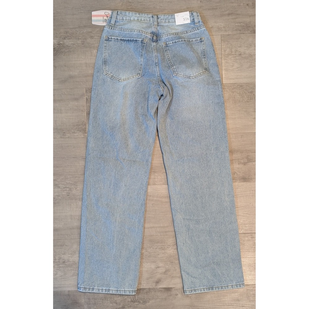 Cali 1850 Floral Embroidered Straight-Leg Jeans Women's Size 3/26 Light Wash - Picture 3 of 4
